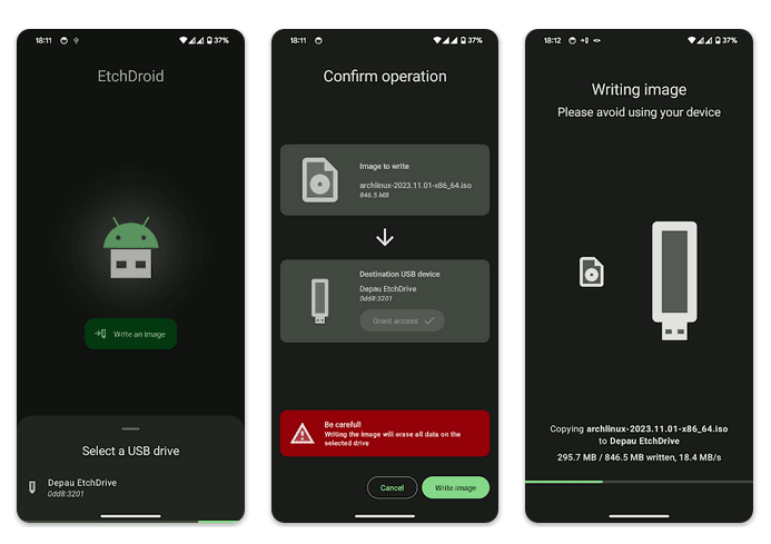 EtchDroid: Android App to Write OS Images to USB