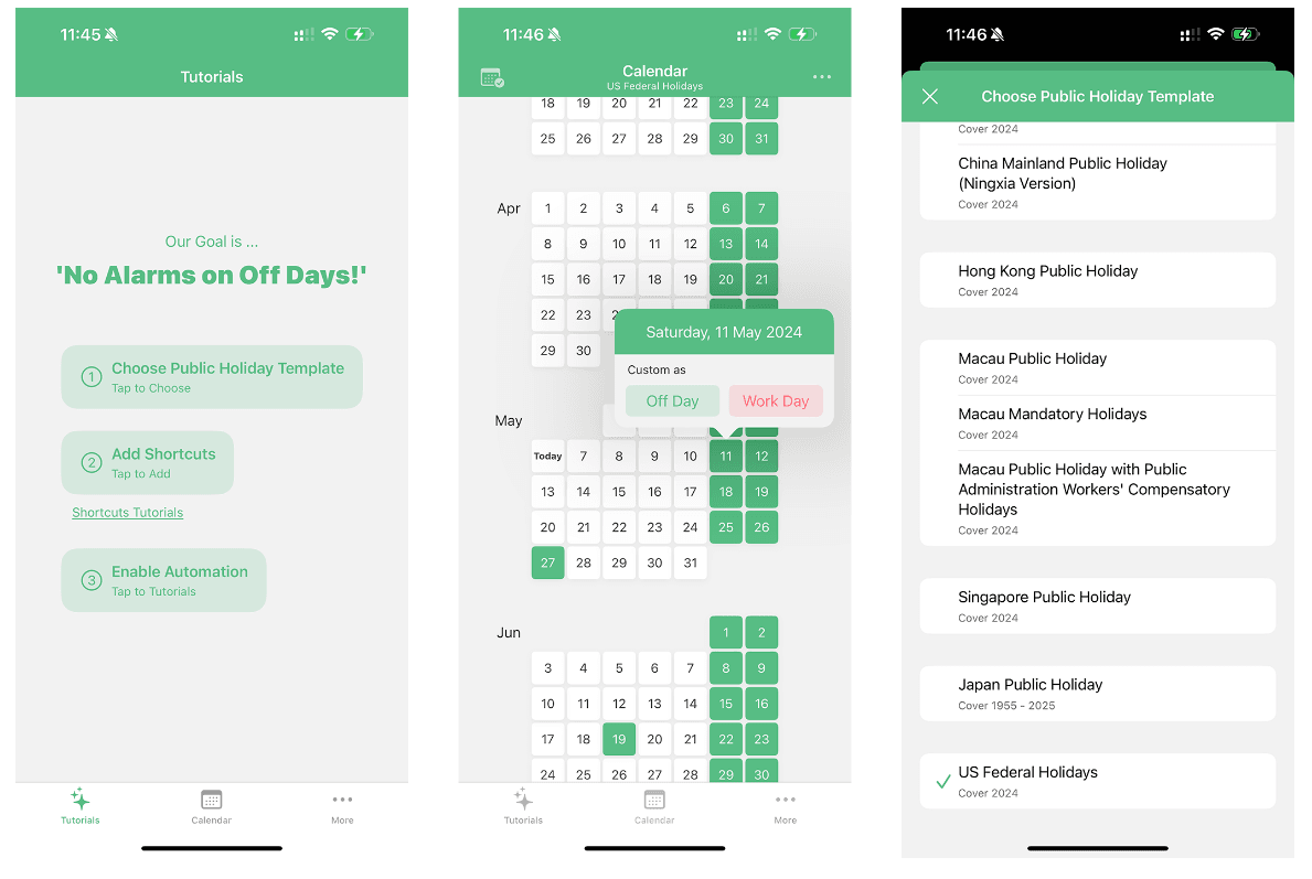 Off Day: iOS Holiday Alarm App with Swift Source Code