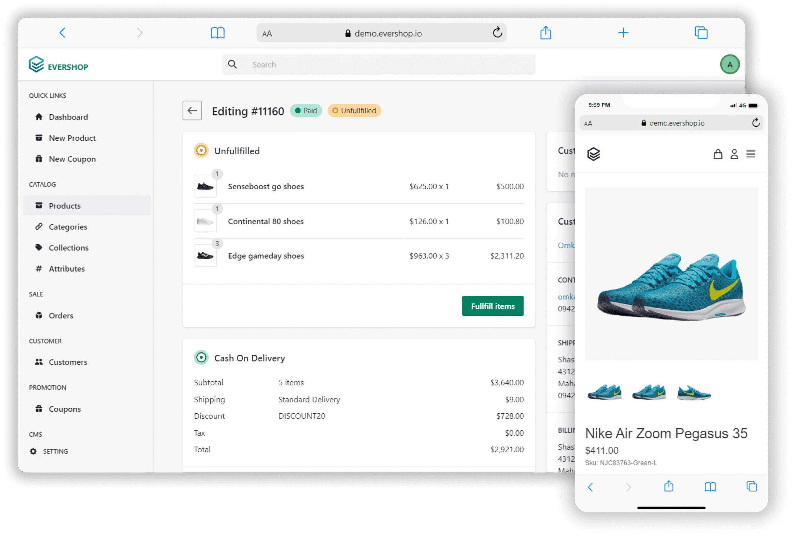 EverShop NodeJS E-commerce Website Source Code