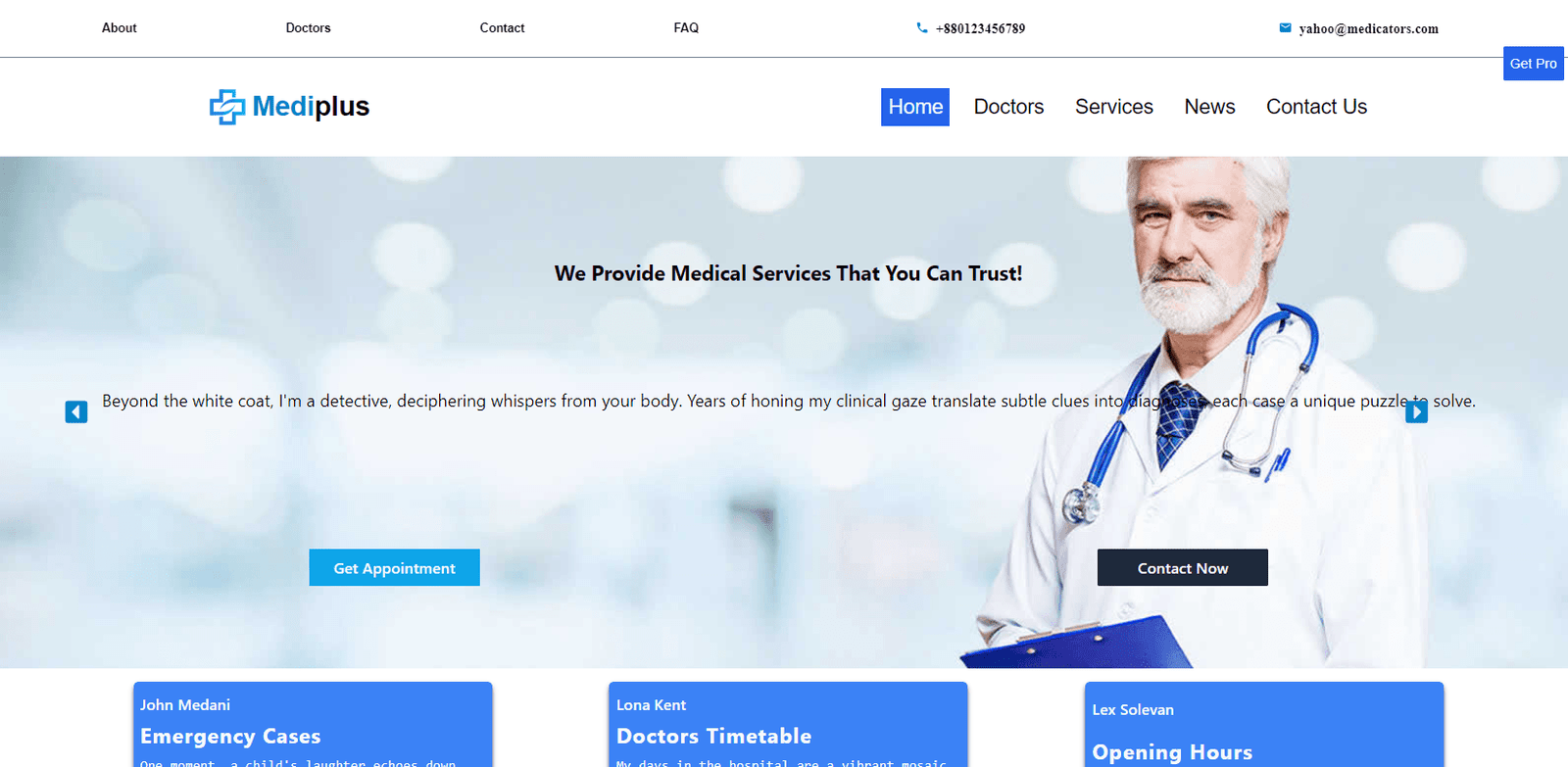 Responsive Medical Website with React & Tailwind