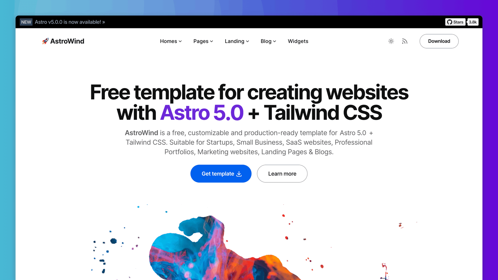 AstroWind Free Tailwind & Astro Template for Websites