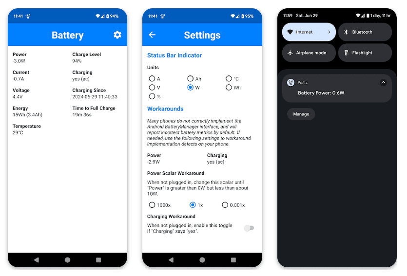 Wattz – Android Battery Power Meter App
